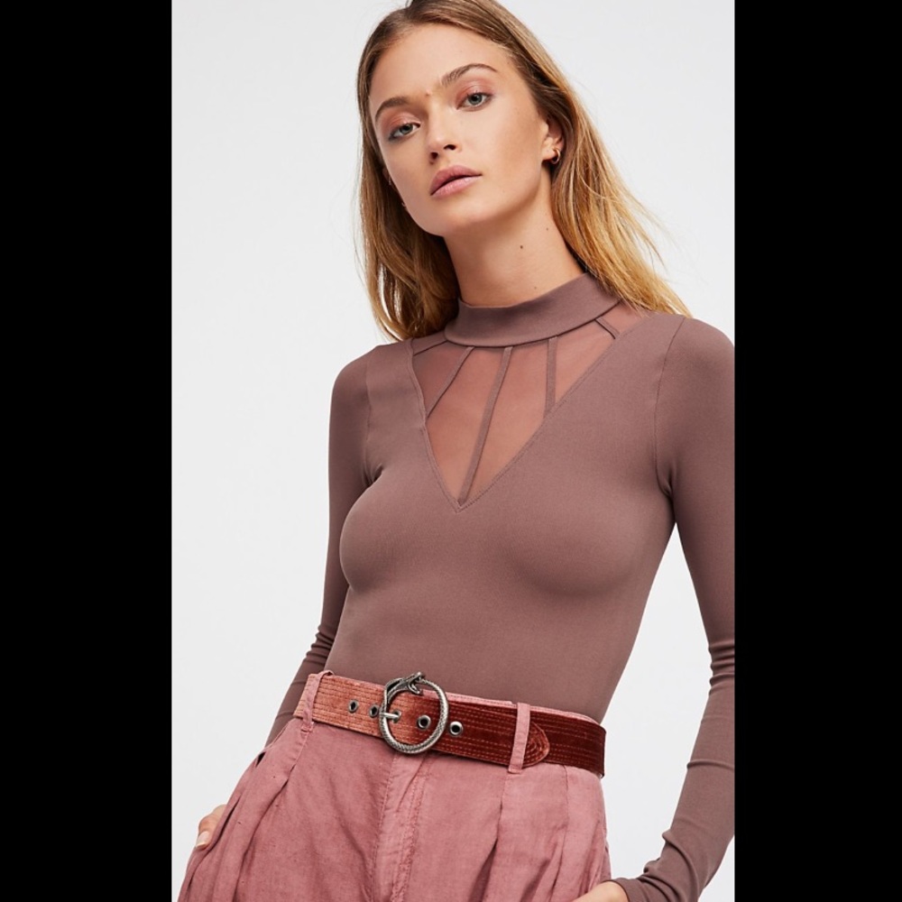 Mesh Cage Mock Neck Top